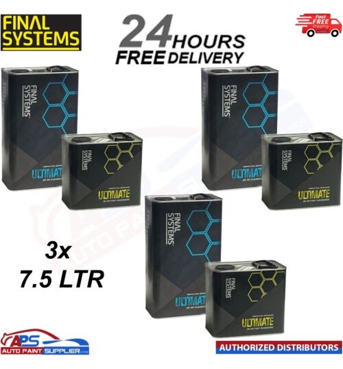 3x FINAL SYSTEMS ULTIMATE 2K HS CLEARCOAT Kit 7.5L Lacquer Fast Hardener